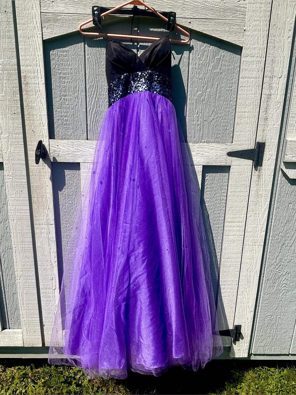 Black and Purple Tulle Halter Formal Prom Dress